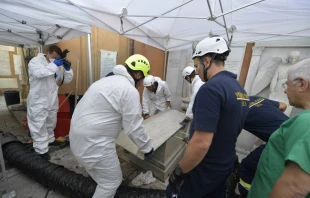 Opening of the tomb of Duchess Charlotte Frederica of Mecklenburg-Schwerin in the Vatican's Teutonic Cemetery, July 11, 2019.   Vatican Media.