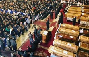 Tawadros II, Coptic Orthodox Patriarch of Alexandria, presides over a funeral liturgy for victims of the Dec. 11, 2016 bomb attack on his cathedral. Aid to the Church in Need.