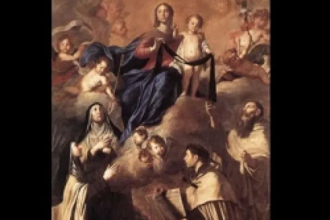 Our Lady of Mount Carmel and Saints Simon Stock Angelus of Jerusalem Mary Magdalene de Pazzi Teresa of Avila by Pietro Novelli 1641 CNA World Catholic News 5 17 13