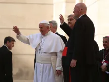 Pope Francis outside the Naples cathedral, March 21, 2015. 