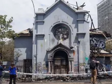 Church of the Assumption in Santiago, Chile, after an arson attack Oct. 18. Giselle Vargas/ACI Prensa