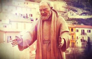 Statue of Padre Pio.   Riccardo via Flickr (CC BY 2.0) filter added.