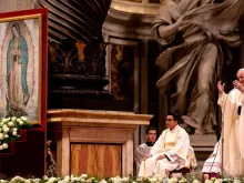 Pope Francis celebrates Mass for Our Lady of Guadalupe. 