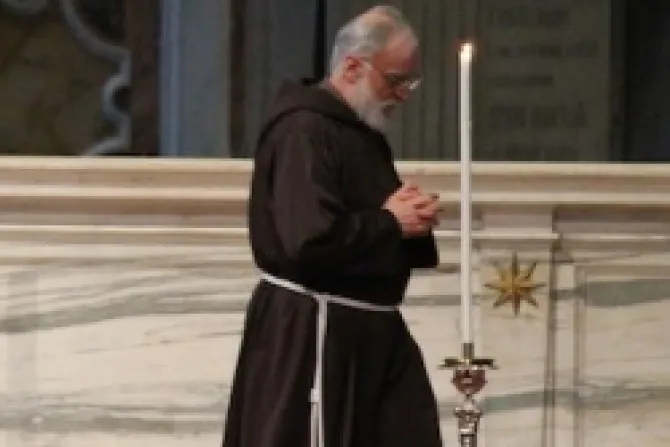 Papal Preacher Raniero Cantalamessa after giving the homily during Good Fridays Passion liturgy on April 18 2014 Credit Lauren Cater CNA CNA