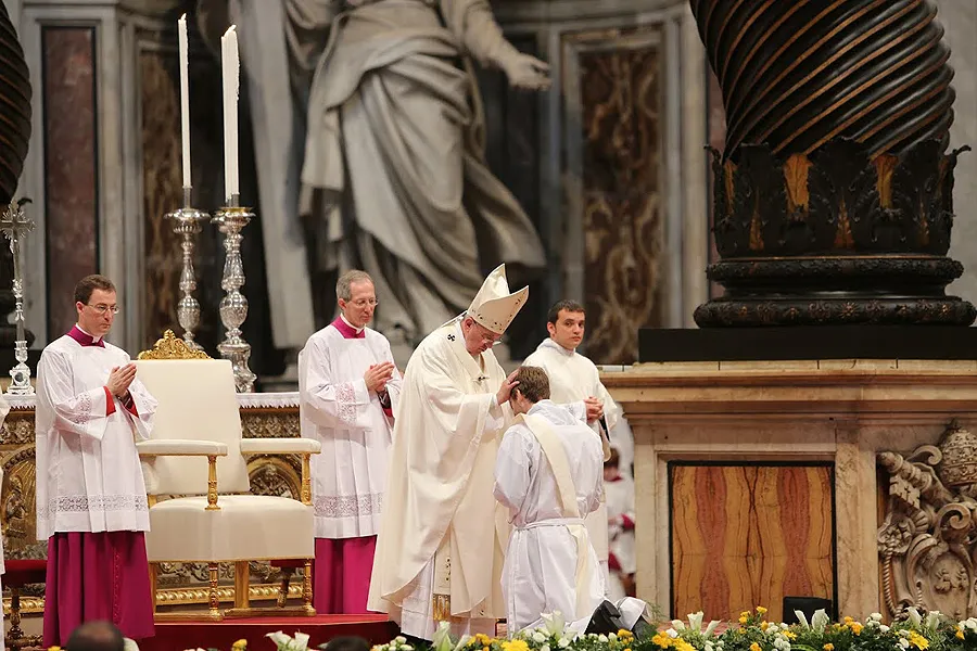 Pope Francis ordains a priest in St. Peter's Basilica, April 26, 2015. ?w=200&h=150