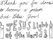 Part of a student's letter to a seminarian. Courtesy of John Tirado, NJ State Council, Knights of Columbus.