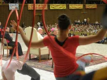 Participants in the Jubilee for Circuses perform for Pope Francis in the Pope Paul VI Hall on June 16, 2016. 