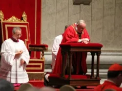 Pope Francis prays at a Passion Service at St. Peters, March 29, 2013. ?w=200&h=150
