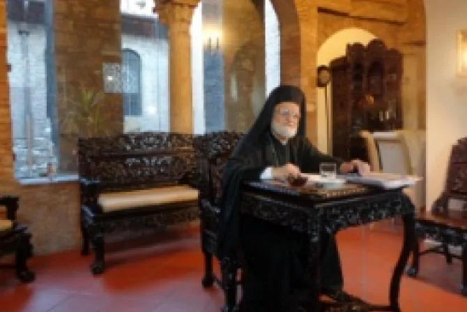 Patriarch Gregory III Laham at Basilica Santa Maria in Cosmedin Wael Salibi CNA CNA 4 17 13