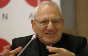 Patriarch Louis Raphaël Sako speaks at an Aid to the Church in Need press conference in Rome, Sept. 28, 2017. Credit: Daniel Ibáñez/CNA. 