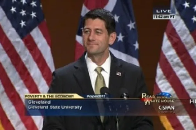 Paul Ryan delivered his first major policy address on upward mobility and the economy at Cleveland State University Credit C SPAN CNA500x320 US Catholic News 10 25 12