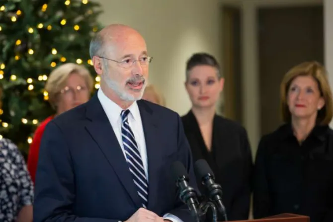 Pennsylvania governor Tom Wolf speaks at a rally against pro life legislation in Conshohocken Dec 11 2017 Credit Governor Tom Wolf via Flickr CC BY 20 CNA