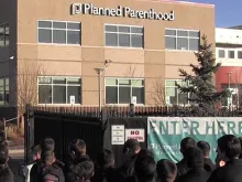 People pray outside Planned Parenthood of the Rocky Mountains in Denver. 
