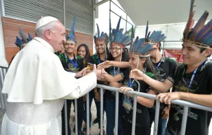 Pope Francis in the gateway to Peru's Madre de Dios region in the Amazon January 19, 2018.   Vatican Media/CNA.