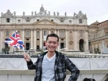 Peter Ho stands in the first row of St. Peter's Square