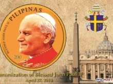 Philippine stamp commemorating April 27, 2014 canonization of Bl. John Paul II and John XXIII. 