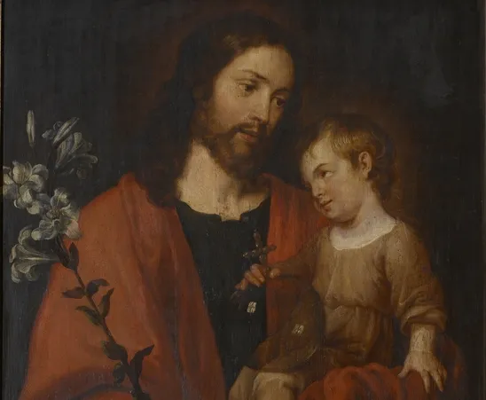 St. Joseph carrying the Child Jesus on the left arm by Pieter van Lint.?w=200&h=150