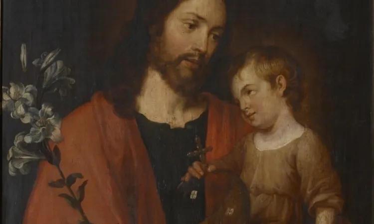 Pieter van Lint   St Joseph carrying the Child Jesus on the left arm