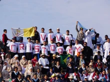Pilgrims await the Pope in Morelia, Mexico before Mass on Feb. 16, 2016. 