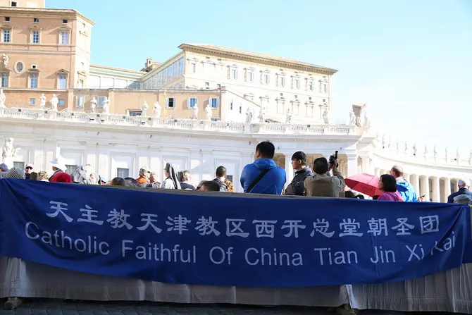 Pilgrims from China gathered in St Peters Square before the Wednesday general audience on April 22 2015 Credit Bohumil Petrik CNA 4 22 15