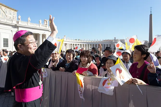 Pilgrims from Japan at the general audience in St Peters Square on Oct 11 2017 Credit Daniel Ibanez 1 CNA