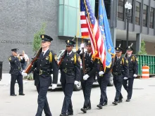 Police officers preparing for the 18th Annual Blue Mass in Washington, D.C., May 8, 2012. 