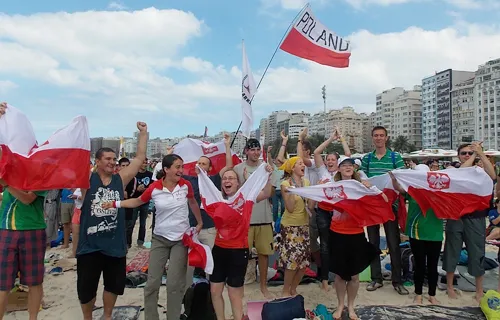 Polish pilgrims celebrate after hearing the news that the next World Youth Day will be hosted by Krakow, Poland in 2016. ?w=200&h=150