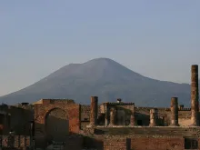 Pompeii with Mt Vesuvius in the background. 