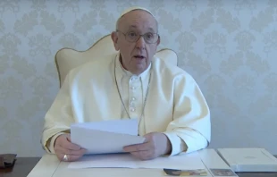 Pope Francis' video message to prayer marathon against human trafficking Feb. 8, 2021.  YoutTube screenshot.