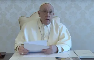 Pope Francis' video message to prayer marathon against human trafficking Feb. 8, 2021.  YoutTube screenshot. 
