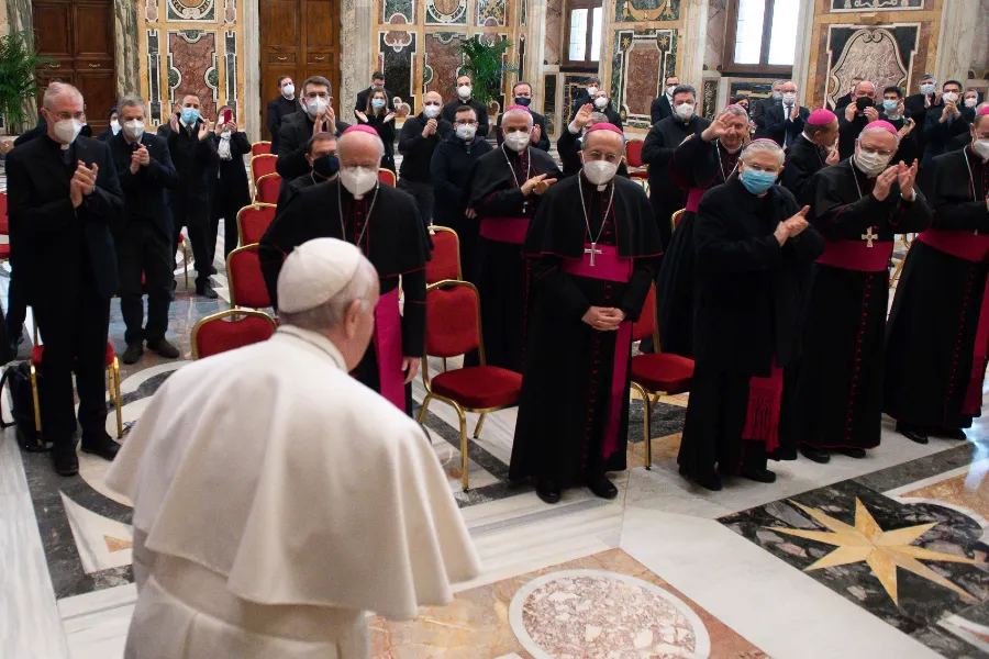 Pope Francis receives an audience with the National Catechetical Office of the Italian bishops’ conference. Vatican Media/CNA.?w=200&h=150