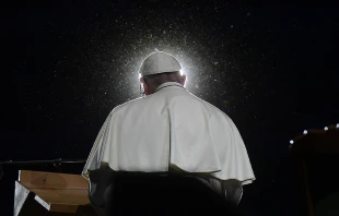 Pope Francis speaks during an ecumenical gathering at Malmo Arena in Lund, Sweden, Oct. 31, 2016.   L'Osservatore Romano.