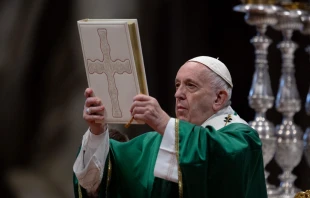 Pope Francis celebrates Mass on the first Sunday of the Word of God Jan. 26, 2020.   Daniel Ibanez/CNA.