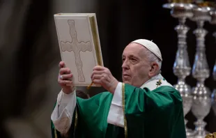 Pope Francis celebrates Mass on the first Sunday of the Word of God Jan. 26, 2020. Daniel Ibanez/CNA.