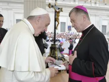 Pope Francis with Archbishop Blase Cupich of Chicago on Sept. 2, 2015. Credit: Vatican Media/CNA.