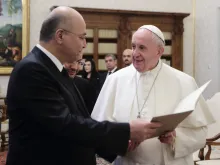 Pope Francis meets Iraqi President Barham Salih Jan. 25, 2020. 