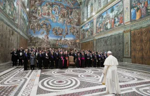 Pope Francis meets with the diplomatic corps Jan. 8, 2018.   Vatican Media.