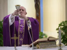 Pope Francis offers Mass in Casa Santa Marta on March 11, 2020. 