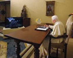 Pope Benedict lights one of the largest electronic Christmas trees in Gubbio using a tablet device Dec. 7, 2011 in Vatican City. ?w=200&h=150