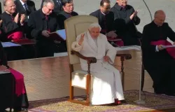 Pope Benedict XVI responds to the crowd at his final general audience on Feb. 27, 2013. ?w=200&h=150