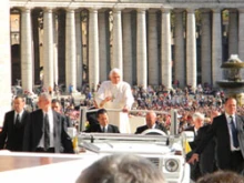 Pope Benedict is escorted by Vatican Gendarmerie personnel on Oct. 13, 2010