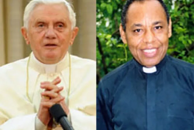 Pope Benedict XVI Bishop Guire Poulard of Les Cayes Haiti CNA World Catholic News 1 12 11
