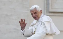 Pope Benedict XVI waves to pilgrims in St. Peter's Square. ?w=200&h=150