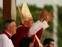 Pope Benedict XVI greets the youth at World Youth Day in Sydney, Australia. 