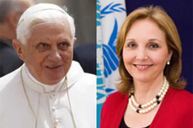 Pope Benedict XVI Josette Sheeran Executive Director UN World Food Programme cna Vatican Catholic News 3 2 11