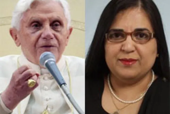 Pope Benedict XVI Mrs Ayesha Riyaz Pakistani Ambassador to the Holy See CNA World Catholic News 3 11 11