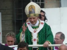 Pope Benedict XVI blesses pilgrims at the Oct. 11, 2012 opening Mass for the Year of Faith. 