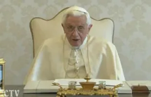 Pope Benedict XVI address the Courtyard of the Gentiles 