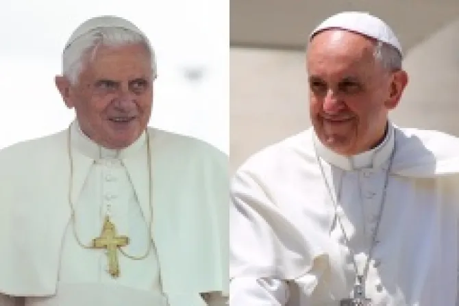 Pope Benedict XVI and Pope Francis Credit Mazur catholicnewsorguk CNA 11 22 13