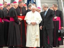 Pope Benedict XVI arrives at Richmond Airport in Sydney, Australia for WYD 2008.